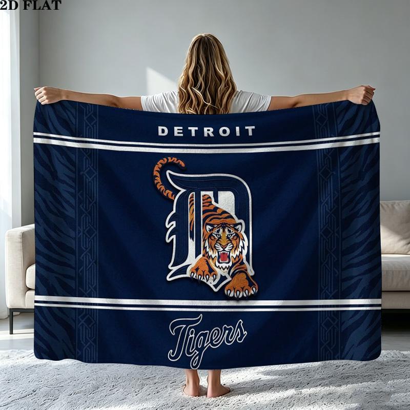 Detroit Tigers Print Flannel Blanket High Quality Warm Comfortable Cover for All Seasons Perfect for Gifts Home Decor