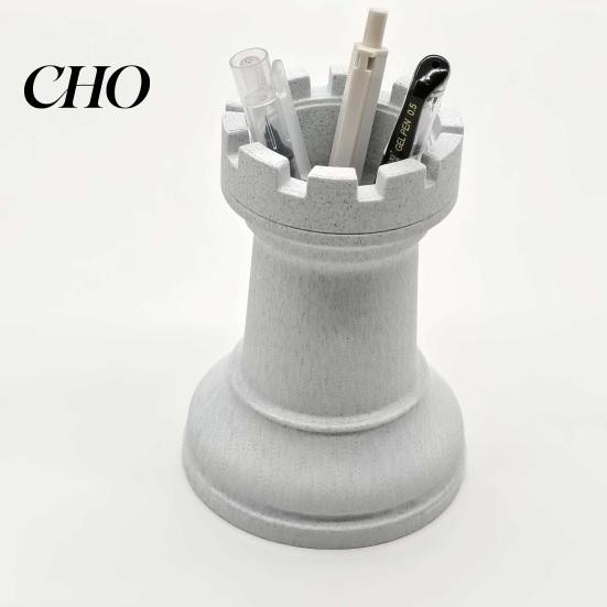 Stylish Desk Organizer Chess Cart Pen Holder 3D Printed Piece Dual-purpose Decor Minimalist Makeup Brush Storage Cup for Home Office School