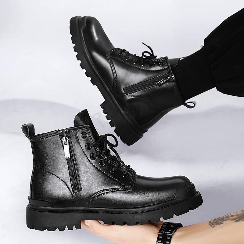 Fashion High Quality Outdoor Boots For Men Leather Boots Boots Original High Top Motorcycle Boot Luxury Brand Casual Non-Slip Ankle Boot