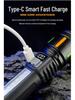 Type-C Rechargeable Flashlight with Side Light & COB Warning for Outdoor Use