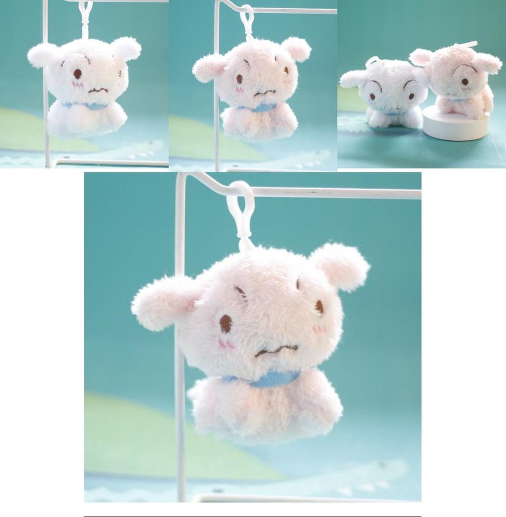 Cute Dog Plush Toy Keychain Bag Charm Pendant White/pink 12cm Height