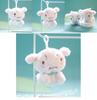 Cute Dog Plush Toy Keychain Bag Charm Pendant White/pink 12cm Height