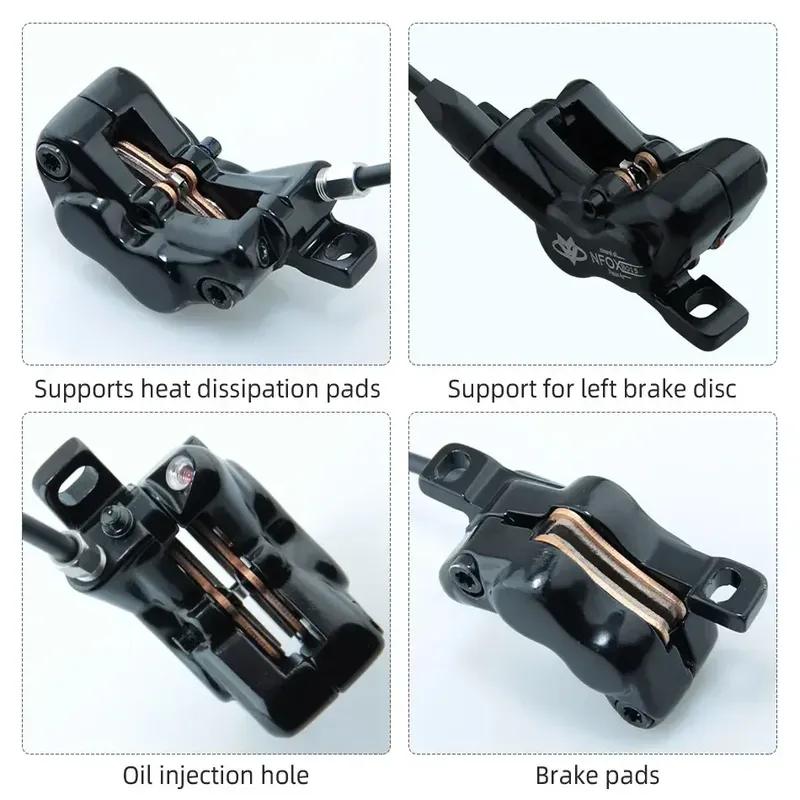 NFOX B015 4-piston Disc Hydraulic Brake E-bike Folding Mountain Bike Bicycle Power Off Black Red 160 180 203 Roto Split Tube New