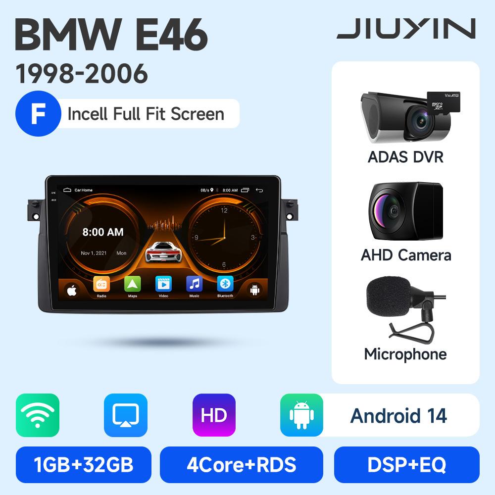 JIUYIN Android 15 Wireless Carplay Auto Car Radio Stereo Multimedia Player For BMW E46 M3 318 320 325 330 335 1998-2006 IPS