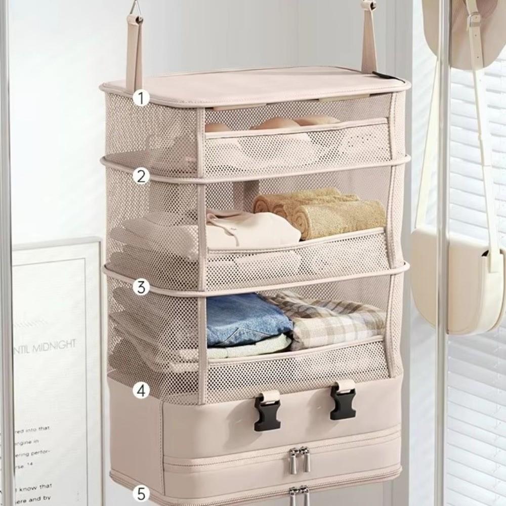 Multi Layered Hanging Clothes Storage Bag Foldable Clothing Organizer Wardrobe Organization