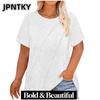 JPNTKY Women's Fashion Casual Solid Color Print Short Sleeve O-Neck Blouses & Shirts