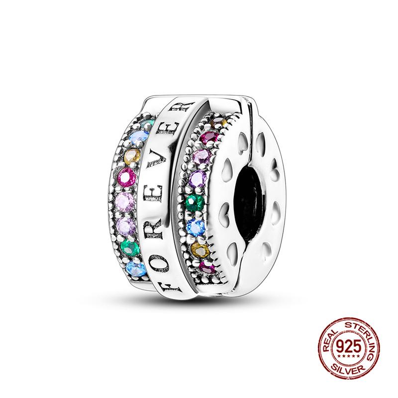 Original Charms Copper Paw Print Pave Fixing Clip Charms Beads Fit 3Mm Original Bracelet Women Diy Jewelry Gifts