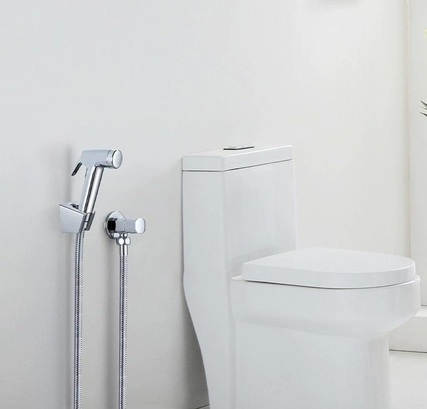 Modern Design Single Handheld Bidet Sprayer Set Single Cold Water Shower Head One in Two Out Angle Valve