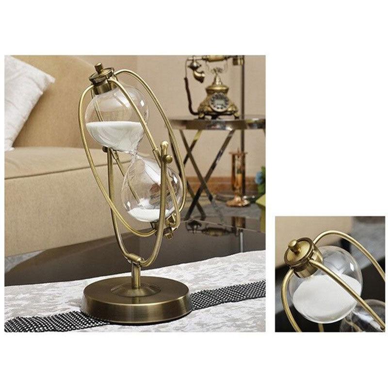 Metal Copper Art Rotating Hourglass Ornament Advanced Sense Timer Creative Gift Handicraft Quicksand Ornament