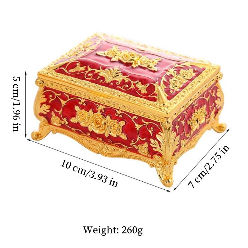 European Style Jewelry Storage Box Portable Travel Organizer Necklace Case Alloy Storage Earrings Ring Dressing Table Display