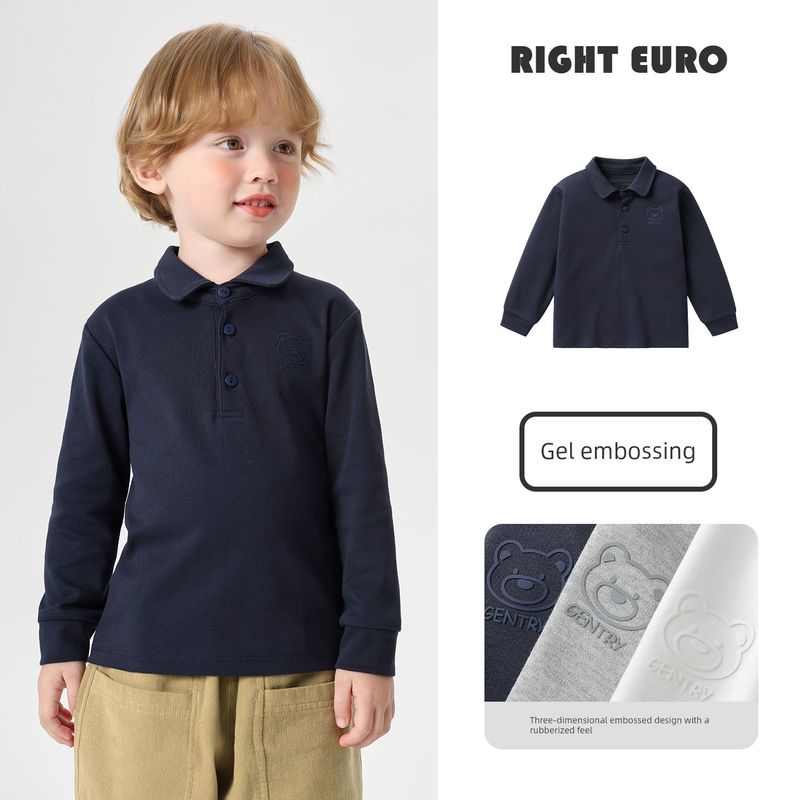 Right European Boys' Academy Style Long-Sleeved Polo Shirt 2026 Spring and Autumn New Children's Clothing Baby White Top