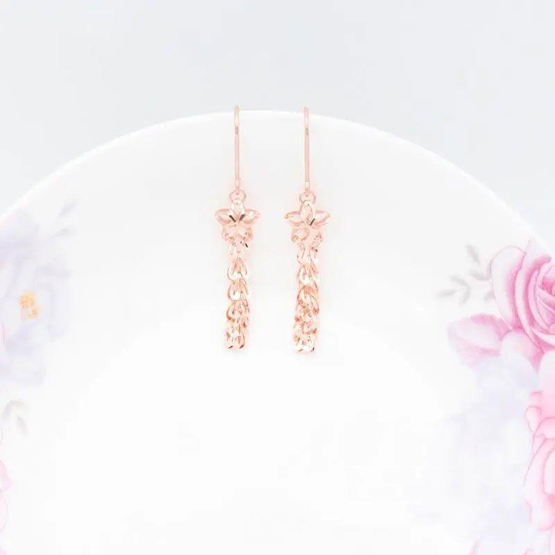 Exquisite Russian Purple Gold Star Fringed Earrings, Simple Niche Japanese And Korean Temperament, Fresh Plated Rose Gold Ear Hooks