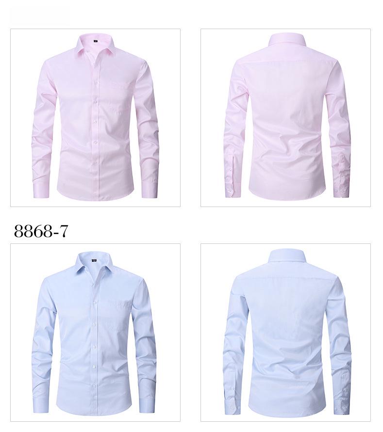 2025 Spring/Summer Men's Large Solid Color Casual Long Sleeve Shirt