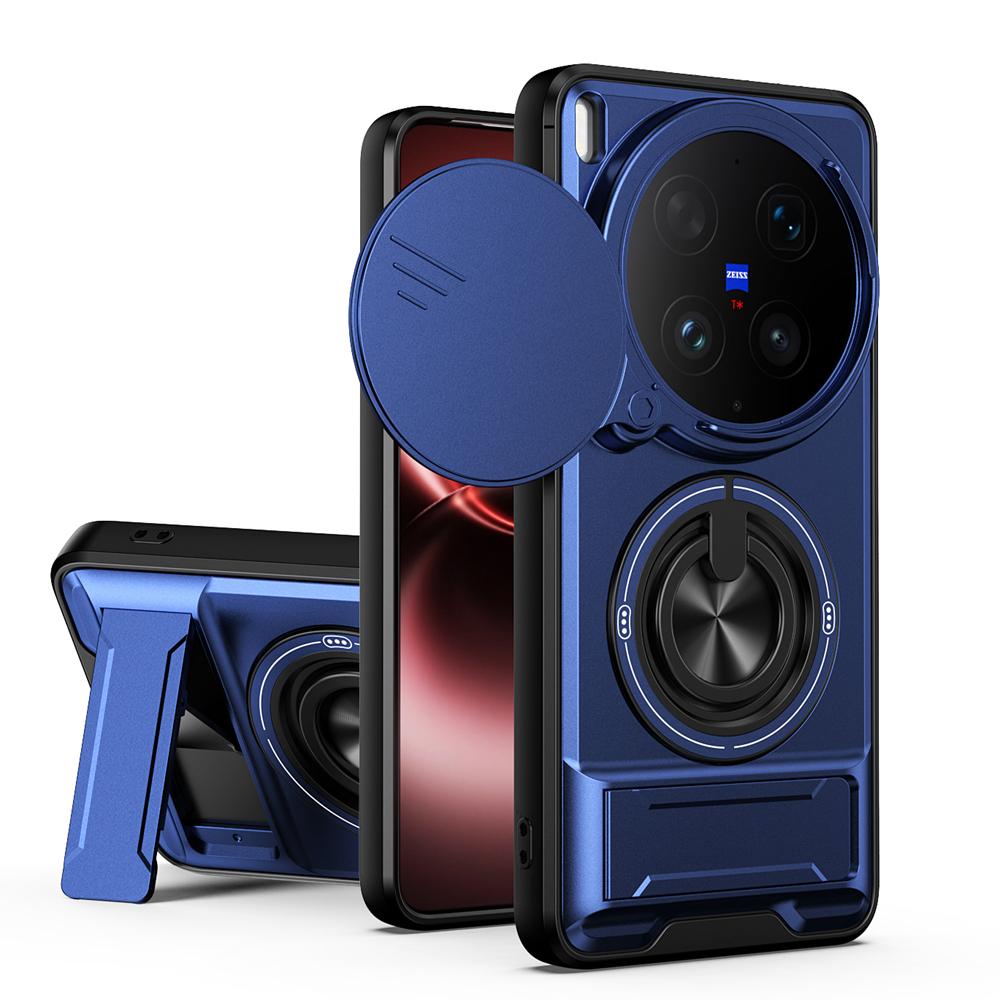 KEYSION Magnetic Phone Case for VIVO X300 Ultra 5G Slide Camera Lens Protection Upright Stand 360° Ring Shockproof Back Cover