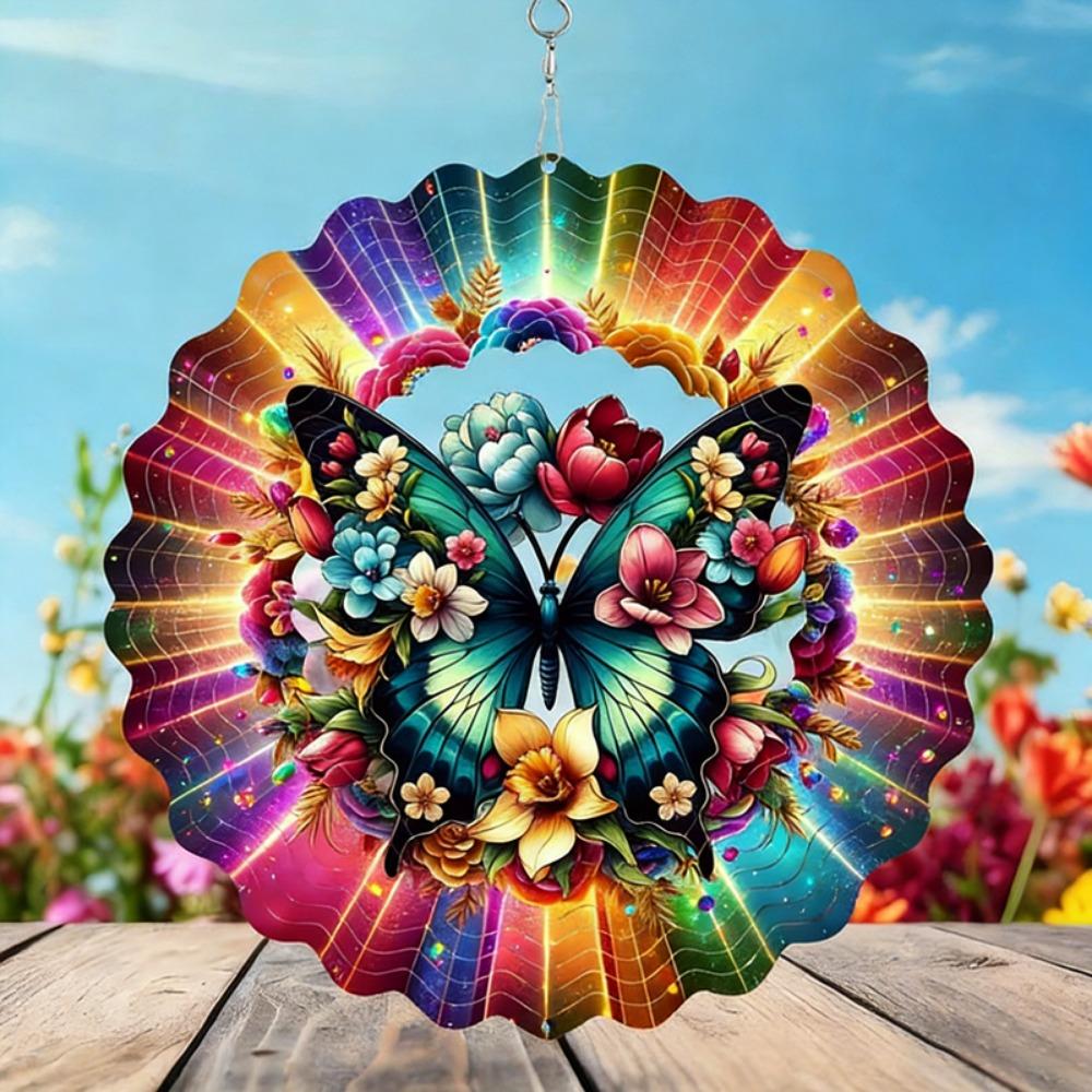 10 Stile 3D Dynamischer Rotierender Windspiel Metall 10cm Regenbogen Tunnel-Stil Windrad Bunter Libellen