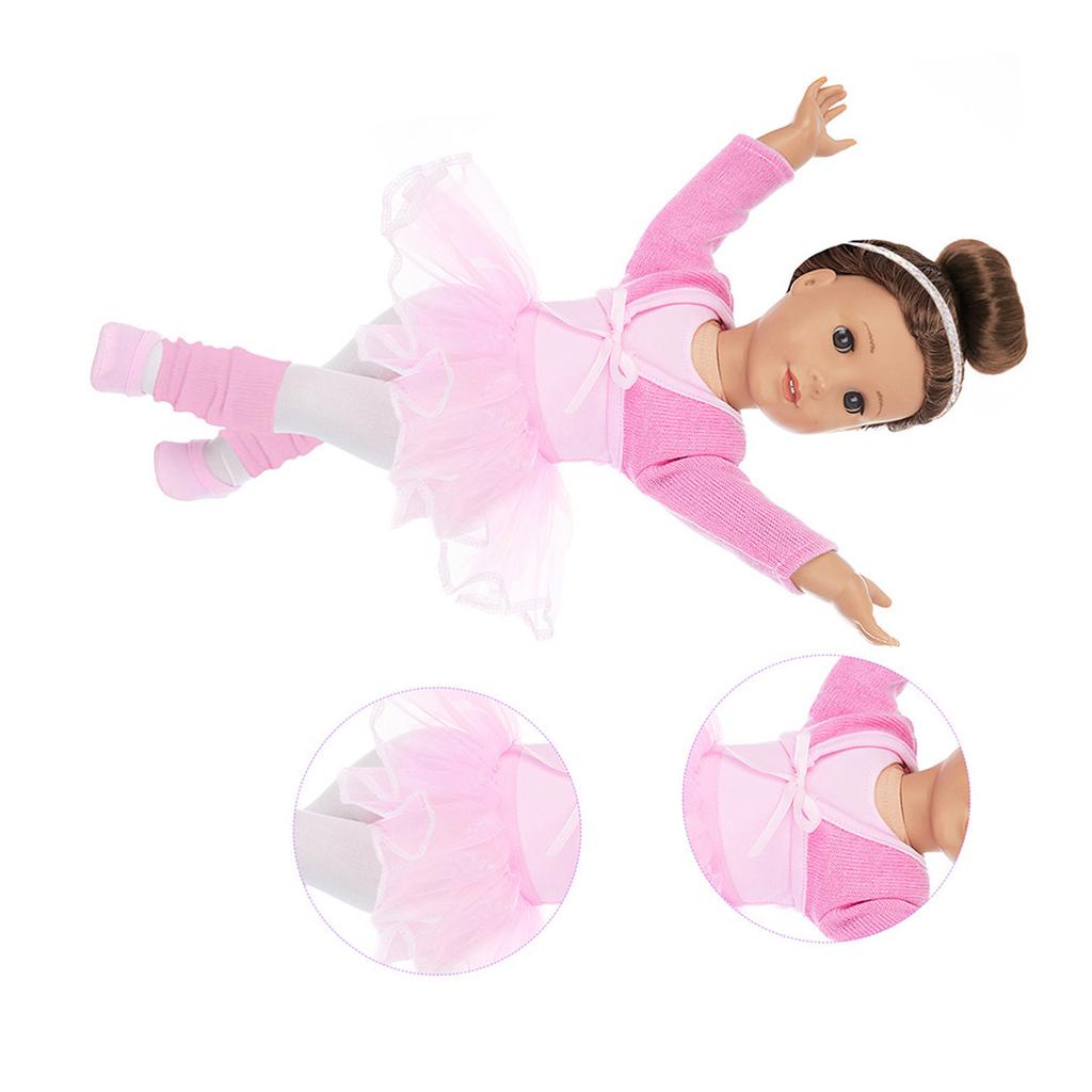 18Inch Ballet Dance Practice Clothes For Girl Doll Elastic Stretchy Fabric Easy Wear Dance Costume Princess Tutu Outfit
