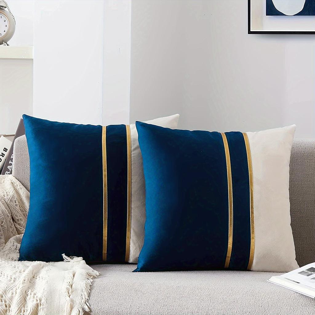 2pcs Modern Velvet Sofa Cushion Cover,Soft and Comfortable Pillow Cover, For Living Room Bedroom Car Office Home Decor,18*18in,No Pillow Insert