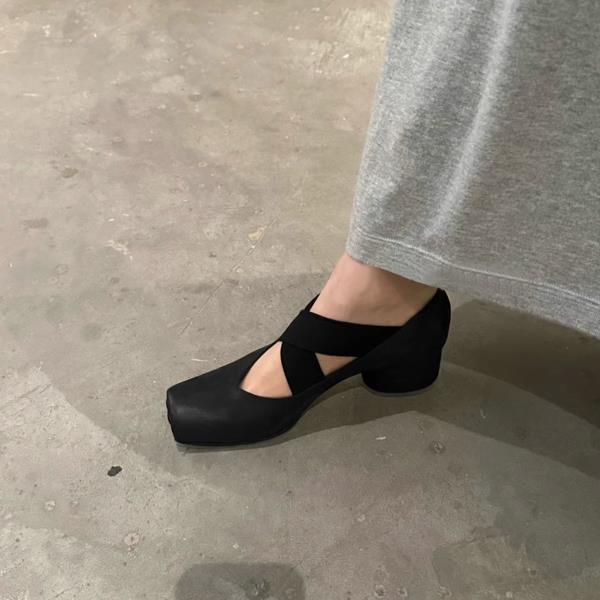 Fashion Brief Pumps Genuine Leather Heels Shoes Women Sandals Ladies Mary Jane Square Toe Sweet Retro African Block African Party Beige