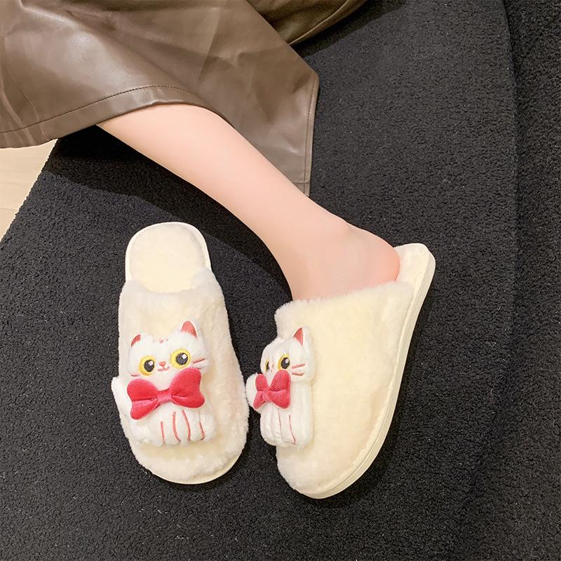 Cute Cartoon Internet Celebrity Mao Mao Slippers Women Wear 2025 Autumn and Winter New Comfortable and Warm Indoor Bag Head Cotton Mop