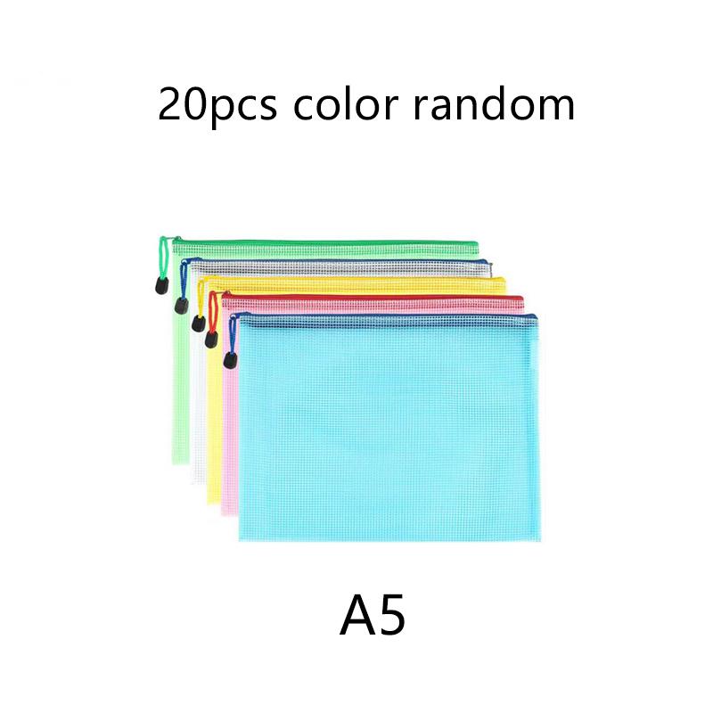 5~20PCS A4/A5 Mesh Zipper Pouch Document Bag Pen Bag Storage Bags Waterproof Zip File Folders School Office Supplies TMZ