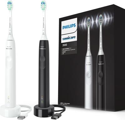 Cepillo de dientes eléctrico Philips Sonicare Serie 3100 Set Blanco (Ligero/Recargable por USB, 2) HX3675/24