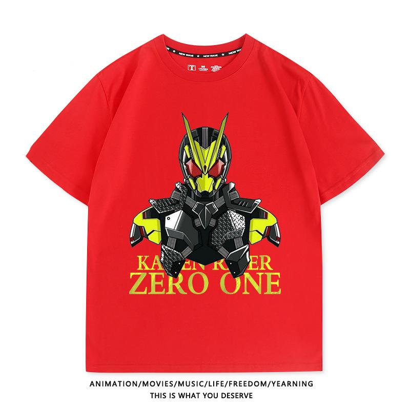 Kamen Rider Zero One Japanese Summer Couple Pure Cotton Short Sleeved T-shirt Boys and Girls O-neck Adult Same Style Shirt