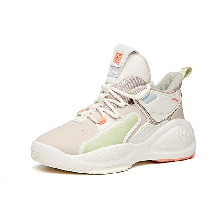 Anta Bastard Fleece Lined High Top Skateboard Shoes Women's Lotus Gray 122048903-1