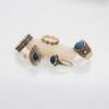 5Pcs/Set Bohemian Vintage Blue Stone Alloy Finger Ring Women Charming Jewelry
