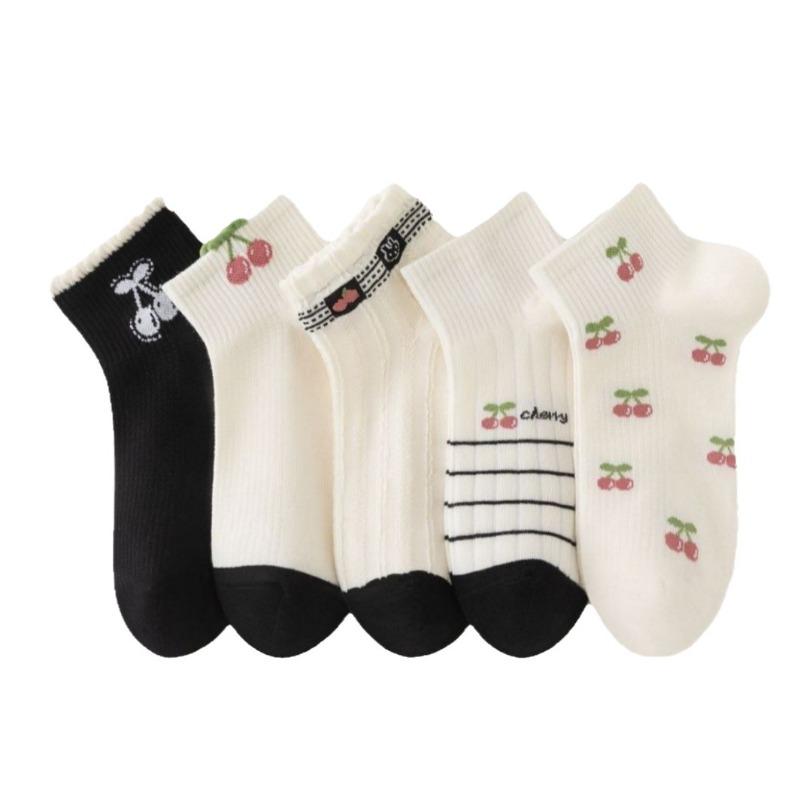 Spring and Summer Thin Socks for Girls, Short Socks, Cherry Trend, Cute Student, Low-top, Shallow-mouthed Boat Socks for Girls