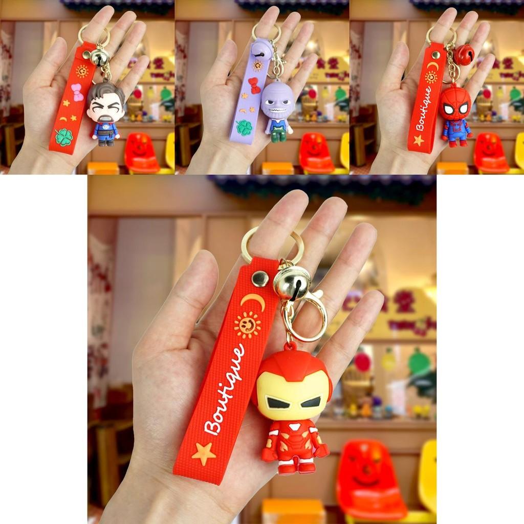 Adorable Marvel Cartoon Spiderman Couple Keychain Rubber Key Accessories