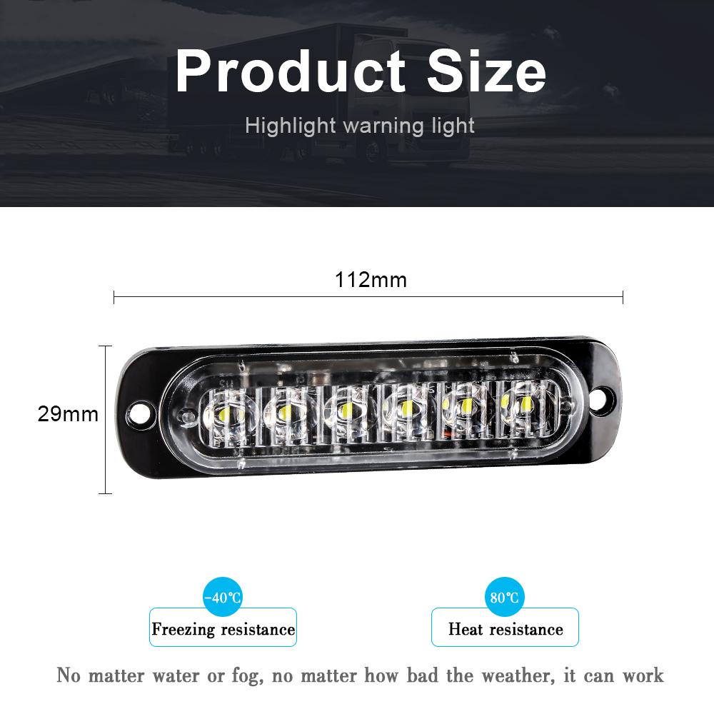 6 Led Car Strobe Warning Light Truck Flashing Strobe Emergency Grill Light White Blue Red Yellow Beacon Lamp Police Lamp 12V 24V