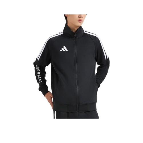 adidas Striped Sports Stand Collar Windproof Breathable Jacket Unisex Black M чёрный
