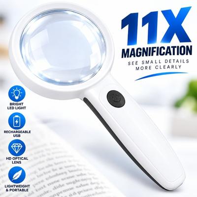 3 LED Light Handheld Magnifying Glass HD Len Jewelry Loupe Reading Magnifier  Reading Small Print