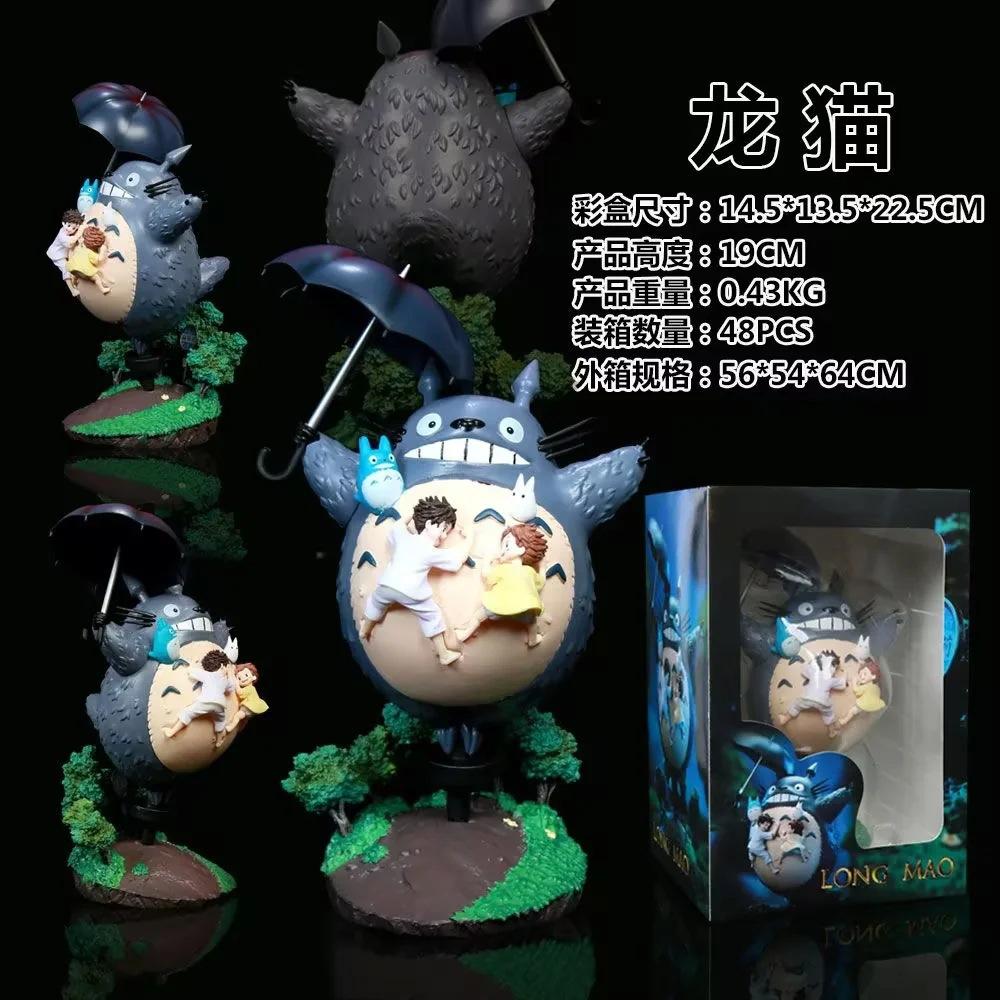 My Neighbor Totoro Figure 19cm Studio Ghibli Totoro Umbrella Scene Pvc Collectible Model Doll Toy