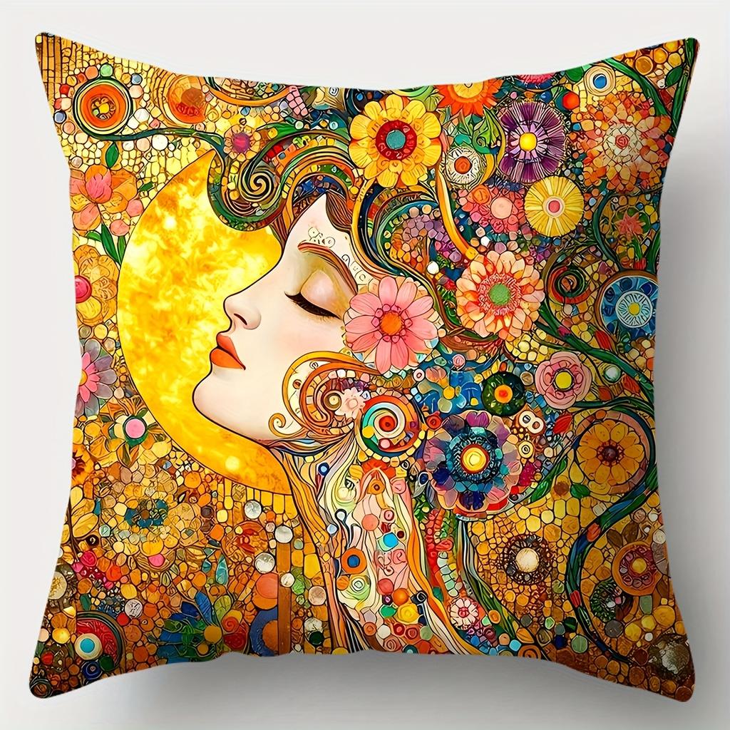 Piece Figure Print Art Pillow Cover SingleSided Print with Zipper Home Living Room Sofa Pillowcase