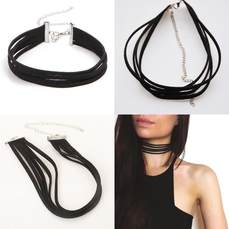 Simple Fashion Multilayer Velvet Ribbon Clavicle Collar Choker Necklace Chain Simple Fashion Multilayer Velvet Ribbon Clavicle Collar Choker Necklace Chain