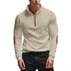 Fashionable Men's Casual Sweatshirt with Jacquard Small Check Embroidered Patchwork Stand Collar Loose-Fit Top
