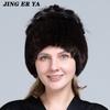 Pelz Hüte für Frauen Winter Echte Rex Kaninchen Hut Fuchs Pelz Kniting Weibliche Warme Schnee Kappen Damen Elegante Prinzessin Beanies kappe