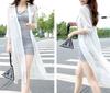 Religieuse Chiffon Long Cardigan Shirt Dress Women's See-Through (Size M, White)