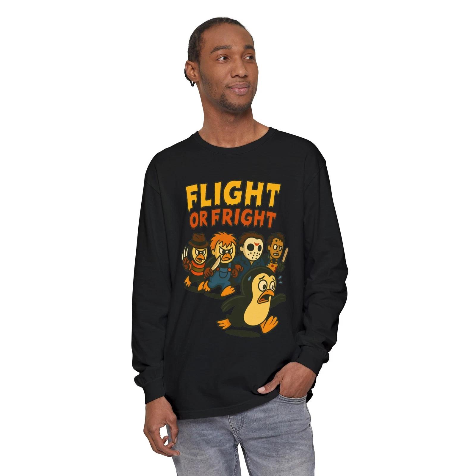 Flight or Fright | Horror Penguin Long Sleeve Tee 3XL