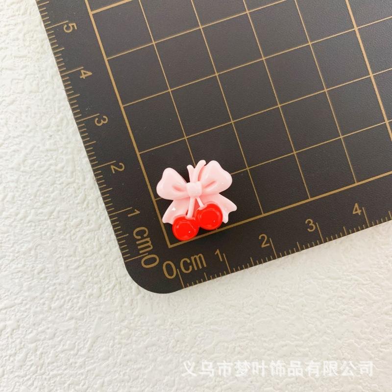 Mini Simulation Red Cherry Fruit Resin Accessories DIY Cream Glue Headband Hair Clip Stationery Patch