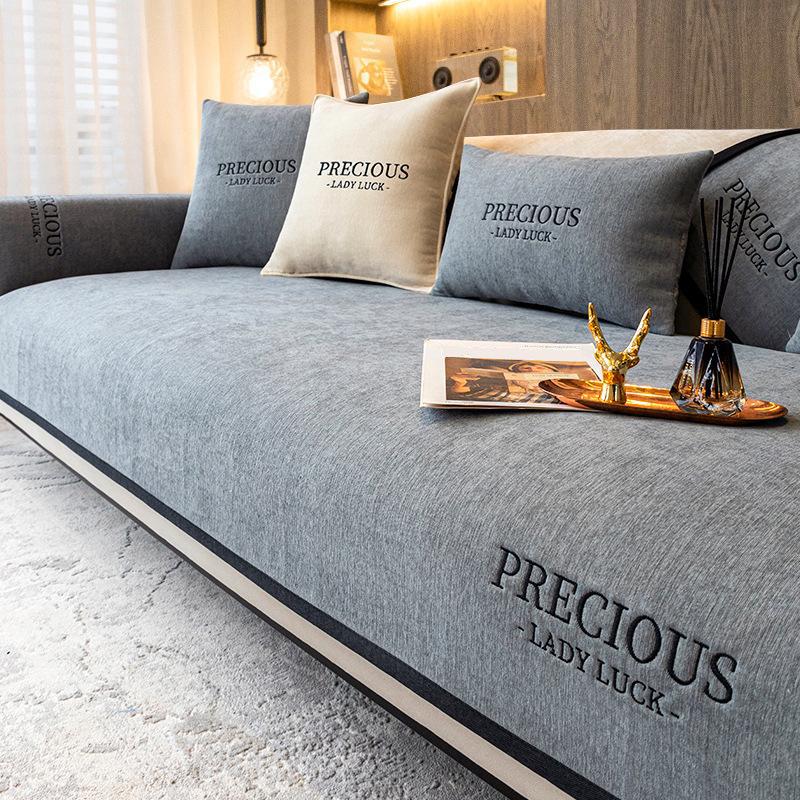 

Скандинавская простая диванная подушка, всесезонный высококачественный кожаный чехол для дивана, синельный противоскользящий утолщенный чехол для подушки 70*70cm серый