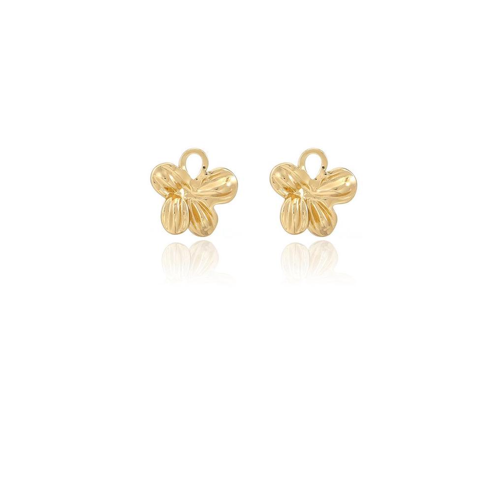High-End Metal Heart Butterfly Flower Earrings with Exaggerated Pleated Texture