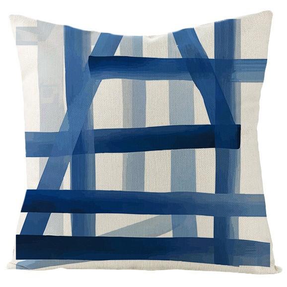 New Blue Geometric Linen Pillowcase Home Sofa Pillowcase