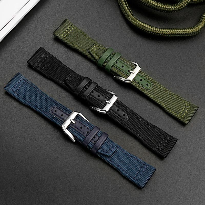 Klasyczny 20/21/22mm Wysokiej jakości nylonowy pasek do zegarka ze skóry cielęcej Pasuje do IWC Pilot SPITFIRE MARK18 Portofino TOP GUN IW389101 Pasek do zegarka