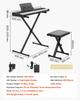 VEVOR Digital Piano 61 Keys Semi Weighted Keyboard Portable Stand Bench, for Beginners, 128 Tones, 128 Rhythms, Dual Power Supply Electronic Piano