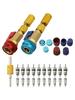 Vehicle HVAC Tool for R134A Valve Core Quick Removal and Installation with High and Low Pressure Valve Couplers