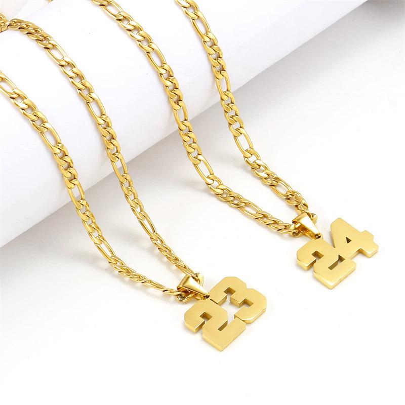 Men's Athlete Stainless Steel Sports Digital Necklace Baseball/Basketball/Soccer Team Inspiration Jewelry Spot