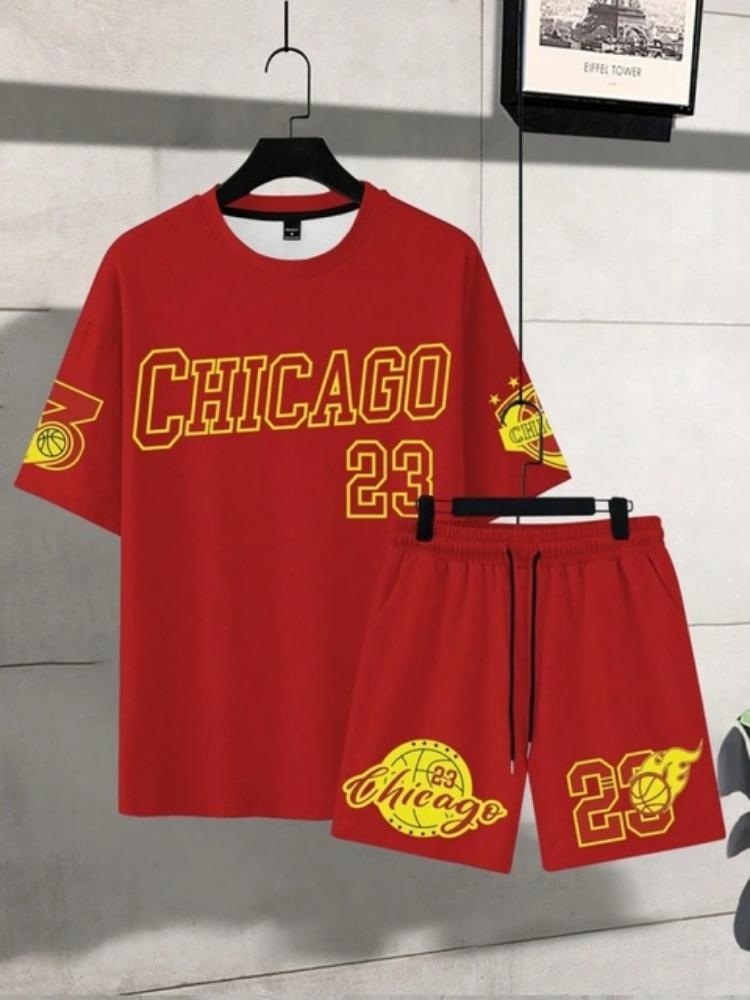 

Комплект из мужских шорт и коротких рукавов с монограммой 3DPrint, повседневная мужская футболка, уличная мода, спортивные шорты, комплект из двух частей 6XL