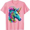 Vibrant Unicorn Head Graphic Tee Men Casual Breathable Pure Cotton Crewneck Tshirt